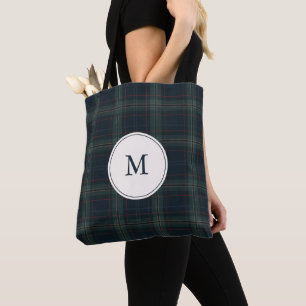 Bolso De Tela Monograma elegante de la Marina azul y verde