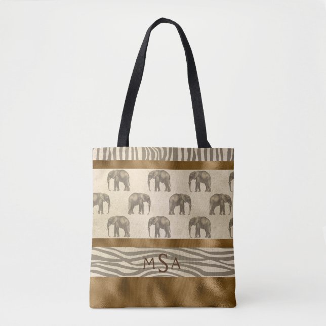 Bolso De Tela Monograma elegante de la Moda de los tigres elefan (Anverso)