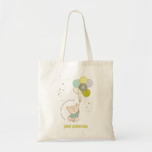 Bolso De Tela Monograma elegante de niño con globo de oso azul l
