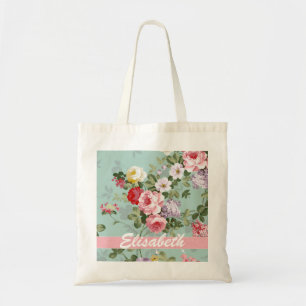 Bolso De Tela Monograma elegante de rosas rojas rosadas