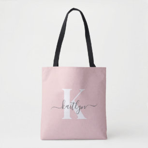 Bolso De Tela Monograma elegante en rosa y gris