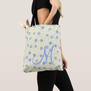 Bolso De Tela Monograma elegante moderno con copas de nieve amar
