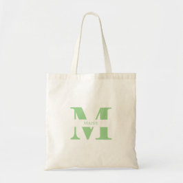 Bolso De Tela Monograma elegante moderno verde sabio personaliza