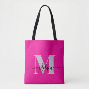 Bolso De Tela Monograma elegante negro rosado