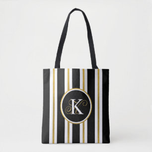 Bolso De Tela Monograma elegante personalizado de franjas de oro