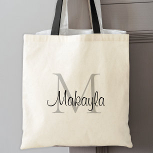 Bolso De Tela Monograma elegante personalizado negro