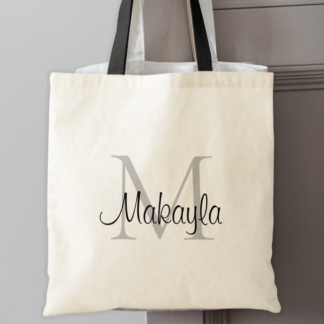 Bolso De Tela Monograma elegante personalizado negro (Subido por el creador)