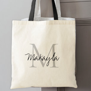 Bolso De Tela Monograma elegante personalizado negro