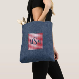 Bolso De Tela Monograma en hombro con estampado de mezclilla osc