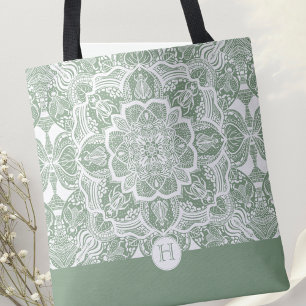 Bolso De Tela Monograma escarabajos Mandala Tote Bag