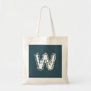 Bolso De Tela Monograma espeluznante blanco sobre azul