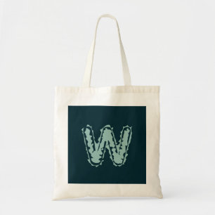 Bolso De Tela Monograma espeluznante verde en azul profundo