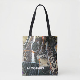 Bolso De Tela Monograma estampado animal grano leopardo angustia