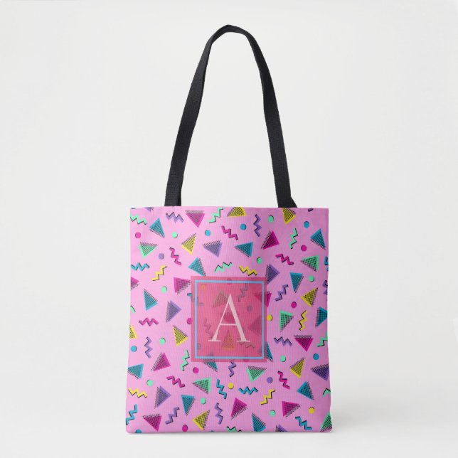 Bolso De Tela Monograma estilo de los 80 rosados (Anverso)