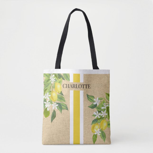 Bolso De Tela Monograma Faux Burlap Jute (Anverso)