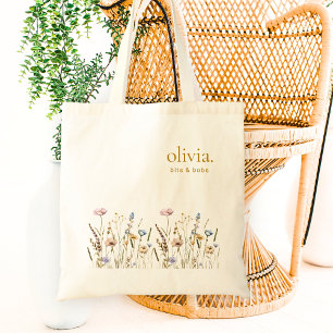 Bolso De Tela Monograma Flor silvestre Nombre Floral elegante
