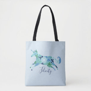 Bolso De Tela Monograma floral azul caprichoso mágico del