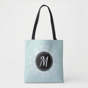 Bolso De Tela Monograma floral azul claro elegante del