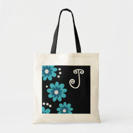 Bolso De Tela Monograma floral azul y negro