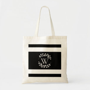 Bolso De Tela Monograma floral blanco y negro