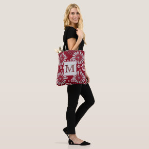 Bolso De Tela Monograma floral borgoñón y gris