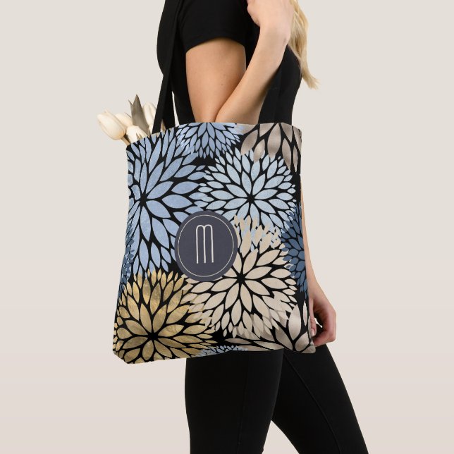 Bolso De Tela Monograma floral Dahlia Blue Gold (Detalle)