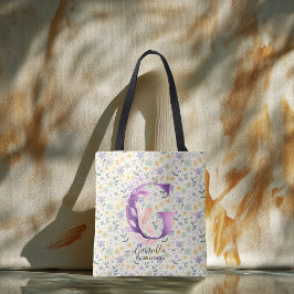 Bolso De Tela Monograma Floral de Gabriella Flor de Primavera en