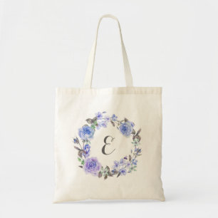 Bolso De Tela Monograma floral de la acuarela púrpura en colores