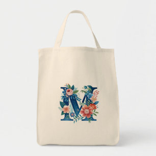 Bolso De Tela Monograma floral decorativo "M"