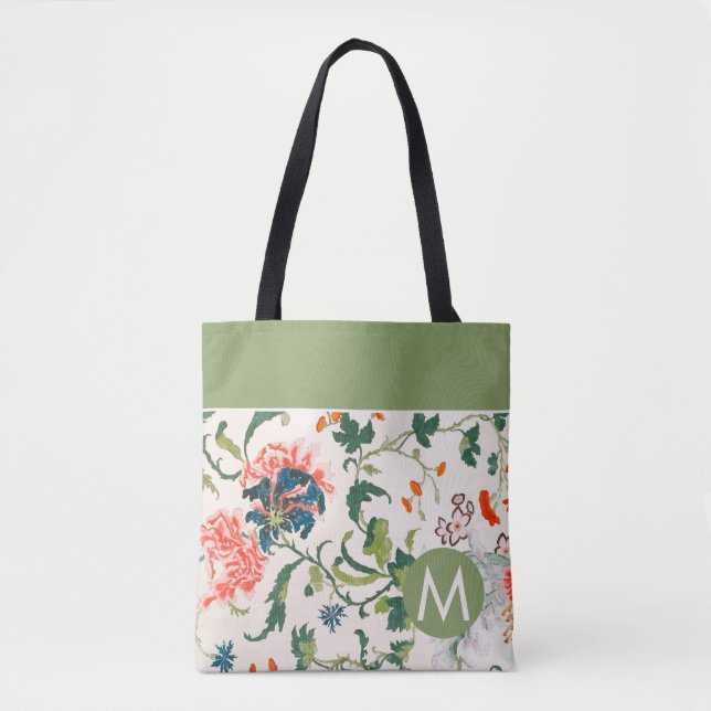 Bolso De Tela Monograma floral elegante (Anverso)