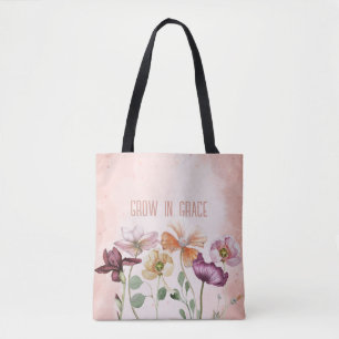 Bolso De Tela Monograma floral en acuarela Crece en gracia