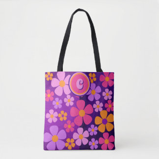 Bolso De Tela Monograma Floral Flor Vibrante