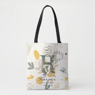 Bolso De Tela Monograma Floral H – Arte de Letra Botánica Vibran
