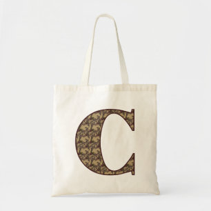 Bolso De Tela Monograma Floral Inicial C Elegante