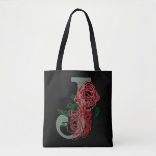 Bolso De Tela Monograma floral J letra mayúscula