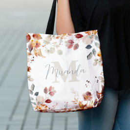 Bolso De Tela Monograma floral personalizado
