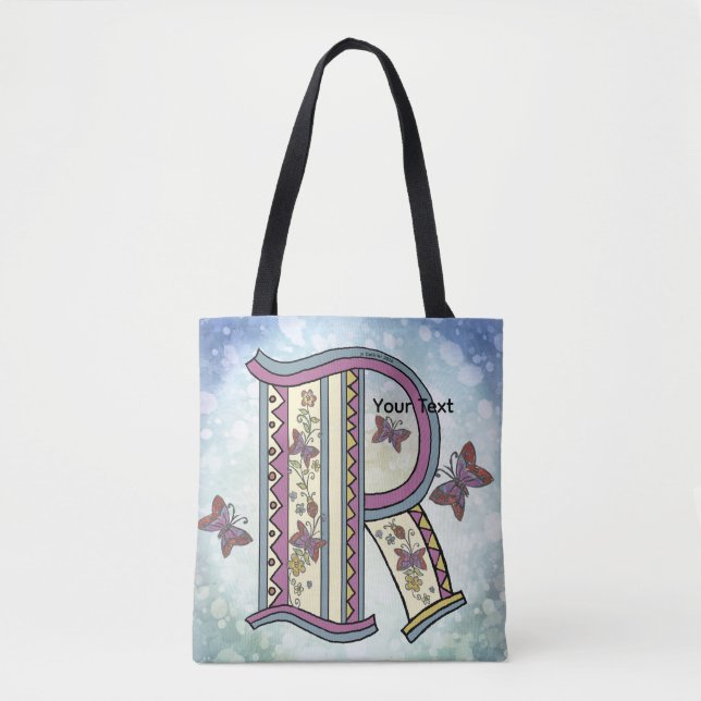Bolso De Tela Monograma floral R (Anverso)