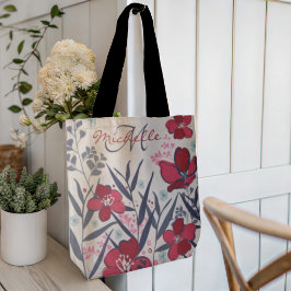 Bolso De Tela Monograma Floral Rojo Moderno