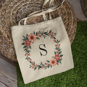 Bolso De Tela Monograma floral rosa personalizado