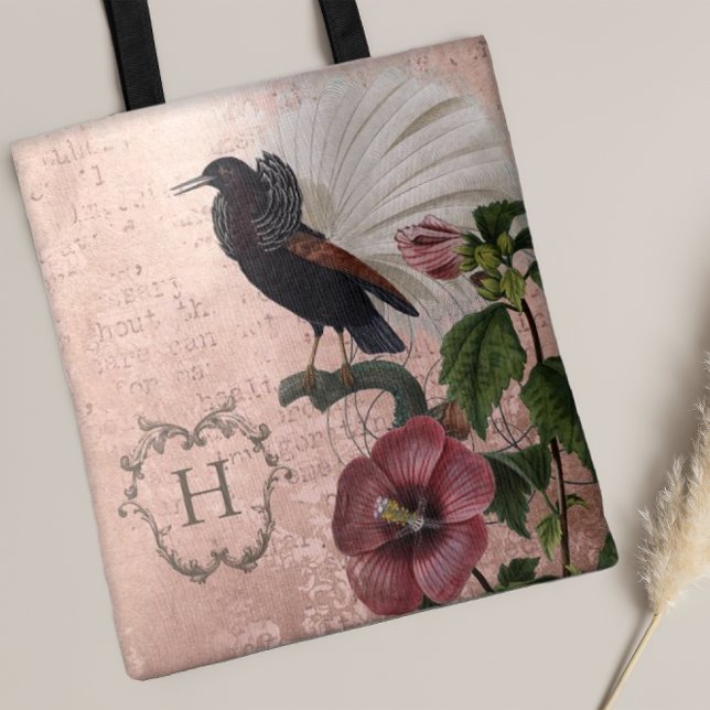 Bolso De Tela Monograma floral rosa personalizado (Subido por el creador)