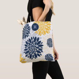 Bolso De Tela Monograma floral sobredimensionado de oro azul de 