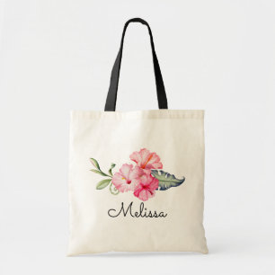 Bolso De Tela Monograma Floral Tropical Hibiscus Personalizado