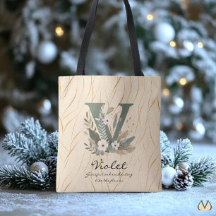 Bolso De Tela Monograma Floral V – Arte de Letras Botánicas Eleg