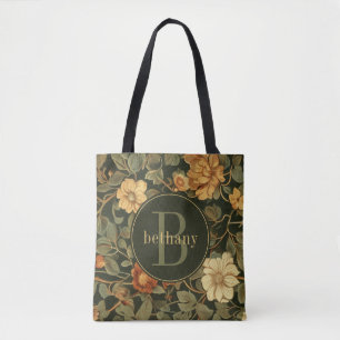 Bolso De Tela Monograma floral Vintage Dark William Morris