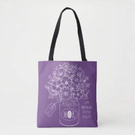 Bolso De Tela Monograma Flores silvestres Bouquet Mason Jar