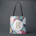 Bolso De Tela Monograma Formas Tropicales Patrón De Collage Toqu<br><div class="desc">Una impresión alegre, audaz y colorida inspirada en un jardín tropical y Matisse y sus famosos recortes. Un collage totalmente tropical en una base naval. Los elementos de la flor y de la planta fueron dibujados o pintados de primera mano y luego manipulados digitalmente para crear este patrón de repetición...</div>