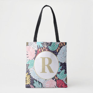 Bolso De Tela Monograma Formas Tropicales Patrón De Collage Toqu