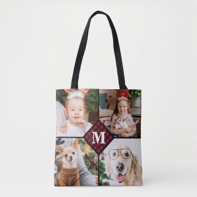 Bolso De Tela Monograma fotográfico personalizado 4 con relleno  (Anverso)