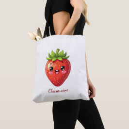 Bolso De Tela Monograma fresa kawaii linda
