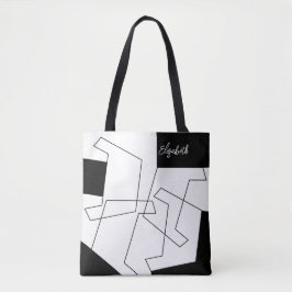 Bolso De Tela Monograma Geométrico de Moda en Blanco y Negro